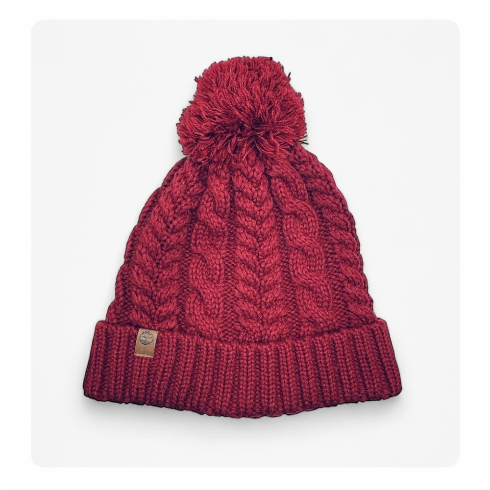 ★ Timberland Winter Woods Cable Beanie with Pom Pom - Burgundy ★ - Picture 17 of 17